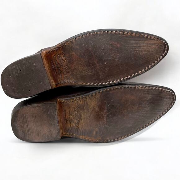 Oak Tree Farms Western Boots Bird Flower Custom Handmade Leather Teak 7.5 OOAK - Picture 9 of 12